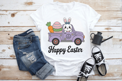 Happy Easter Bunny eggs Truck PNG Sublimation | Happy Easter Product Image 1