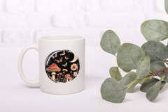 Celestial Mushrooms Illustration, Cartoon Night Forest PNG Product Image 3