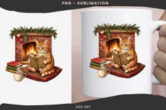 Christmas bookish cat png design for T-shirts Product Image 3