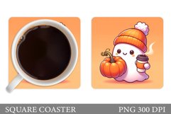 Cute Ghost Coaster Design. Halloween Ghost Sublimation Product Image 1