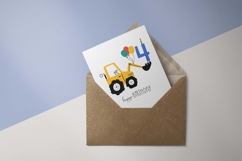 Fourth Birthday Excavator | Happy Birthday Card | EPS SVG Product Image 3