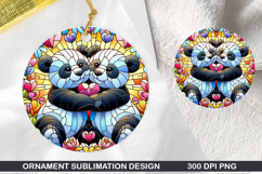 Teddy Bear Stained Glass Ornament PNG, Digital Download File Product Image 1