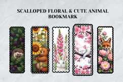 Scalloped Floral &amp; Cute Animal Bookmark Set,Botanical Book Product Image 3
