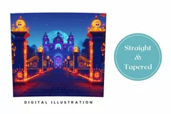 Colorful Tumbler Wrap Design, Neon Castle Tumbler PNG Product Image 3