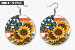 Sunflowers Earring Sublimation - 4th of July Earring Design Product Image 1