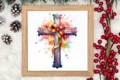 Christmas Cross Watercolor Clipart, Jesus Christ Clipart Product Image 3
