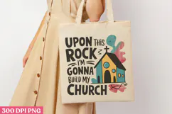 Upon this rock i'm gonna PNG, Retro Church Sublimation PNG Product Image 1
