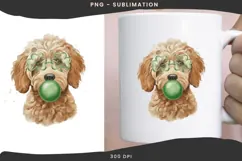 Golden poodle with bubblegum png design for T-shirts Product Image 3