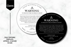 Custom Candle Warning Label Canva Template - B&amp;W 3 Product Image 1