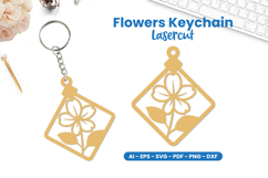 Flowers Keychain Lasercut - Floral Lasercut Product Image 1