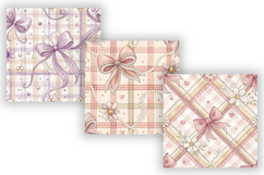 Coquette Bow Plaid Digital Paper Pack, Seamless Watercolor Product Image 3