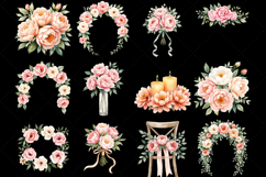 Romantic Peony Wedding Clipart Bundle, Peony Flowers PNG Product Image 3