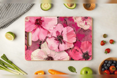 Pink Mixed Media Flowers Cutting Boards sublimation Designs Product Image 3