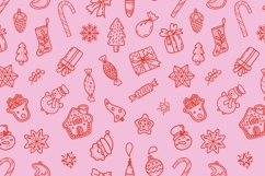 Pink Whimsical Christmas Doodles Pattern Product Image 1