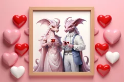 Watercolor Valentine's Day Dragon Clipart, Dragon Watercolor Product Image 3