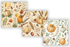 Cottagecore Pumpkin Patch Digital Paper, Seamless Watercolor Product Image 4