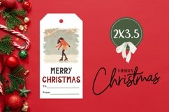 Cartoon Christmas Girl Gift Tags, Winter Gift Tag Printable Product Image 3