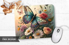 Whimsical Butterflies and Blooms Mouse Pad PNG Design Product Image 1