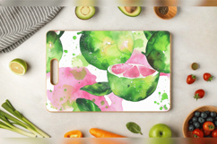 Pink &amp; Green Watercolor Limes Cutting Boards sublimation Des Product Image 3