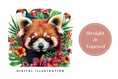 Red Panda Tumbler Wrap, Tropical Flowers Tumbler Design Product Image 3