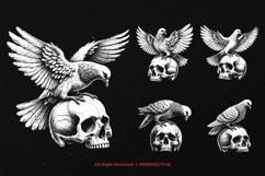 10 Bundle Dark Art Dove Standing on Skull Gothic Horror Product Image 5
