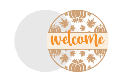 Fall Welcome Sign SVG Round | Pumpkin Leaf Autumn Door Decor Product Image 3