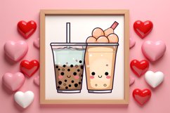 Cute Bubble Tea Valentine Clipart, Valentines Clipart Product Image 3