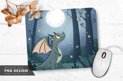 Enchanting Dragon in a Moonlit Forest Mouse Pad PNG Design Product Image 1