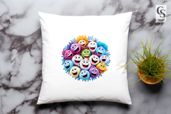 Colorful Funny Emoji Faces Clipart Sublimation PNG Product Image 3