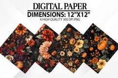 Halloween Flowers Digital Paper - Halloween Background Product Image 1