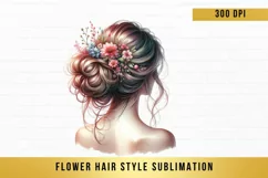 flower hair style sublimation, hair style woman clipart Product Image 5