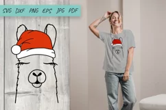Christmas Llama Svg | Llama Santa hat Svg Product Image 2