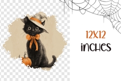 Halloween Black Cat PNG, Cartoon Halloween Cat T-Shirt PNG Product Image 3