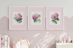 Watercolor Pink Hydrangea Set of 3 Prints Product Image 3