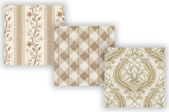 Fabric Toile Digital Paper Pack, Vintage Floral Toile Product Image 3