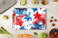 Red &amp; Blue Watercolor Stars Cutting Boards sublimation Desig Product Image 3
