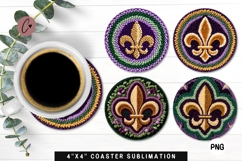 Faux Crochet Mardi Gras Coaster PNG | Mardi Gras PNG Product Image 1