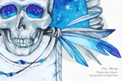 Tombstone with a skull. Watercolor horror party PNG clipart Product Image 3