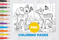 Deer with butterflies Coloring Pages | Coloring book Product Image 1