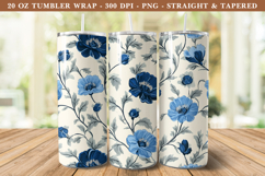 Vintage Blue Floral Tumbler Wrap | 20 oz tumbler wrap Product Image 1