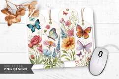 Butterfly And Floral Gift Tags Mouse Pad PNG Design Product Image 1