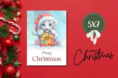 Cartoon Christmas Tiger Greeting Card, Winter Card Product Image 3