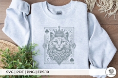 King Cat Playing Card - Regal Line Art Illustration Product Image 3