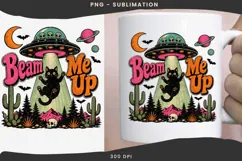 UFO black cat png design for T-shirt Product Image 3