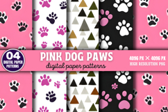 Pink Dog Paws Digital Papers PNG Product Image 1