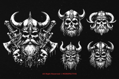 10 Bundle Dark Art Viking Skull Head Warrior Axe Vintage Product Image 5