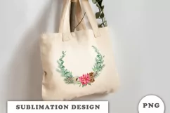 Watercolor Christmas Floral Wreath png Product Image 3