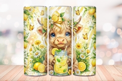 Summer Fruits Highland Cow 20 OZ Skinny Tumbler Wrap Png. Product Image 3