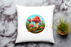 Red Mushroom Forest Clipart Sublimation PNG Product Image 3