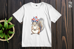Cute Squirrel Patriotic Hat Watercolor Clipart PNG Product Image 3